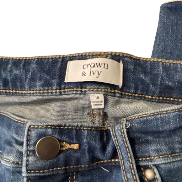 Crown & Ivy Women’s Embroidered Cuff Jeans - Picture 2 of 8